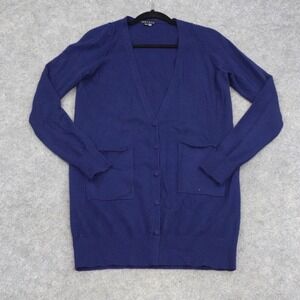 Theory Sweater Womens Medium M Blue Cardigan Cashmere Career Comfort Long